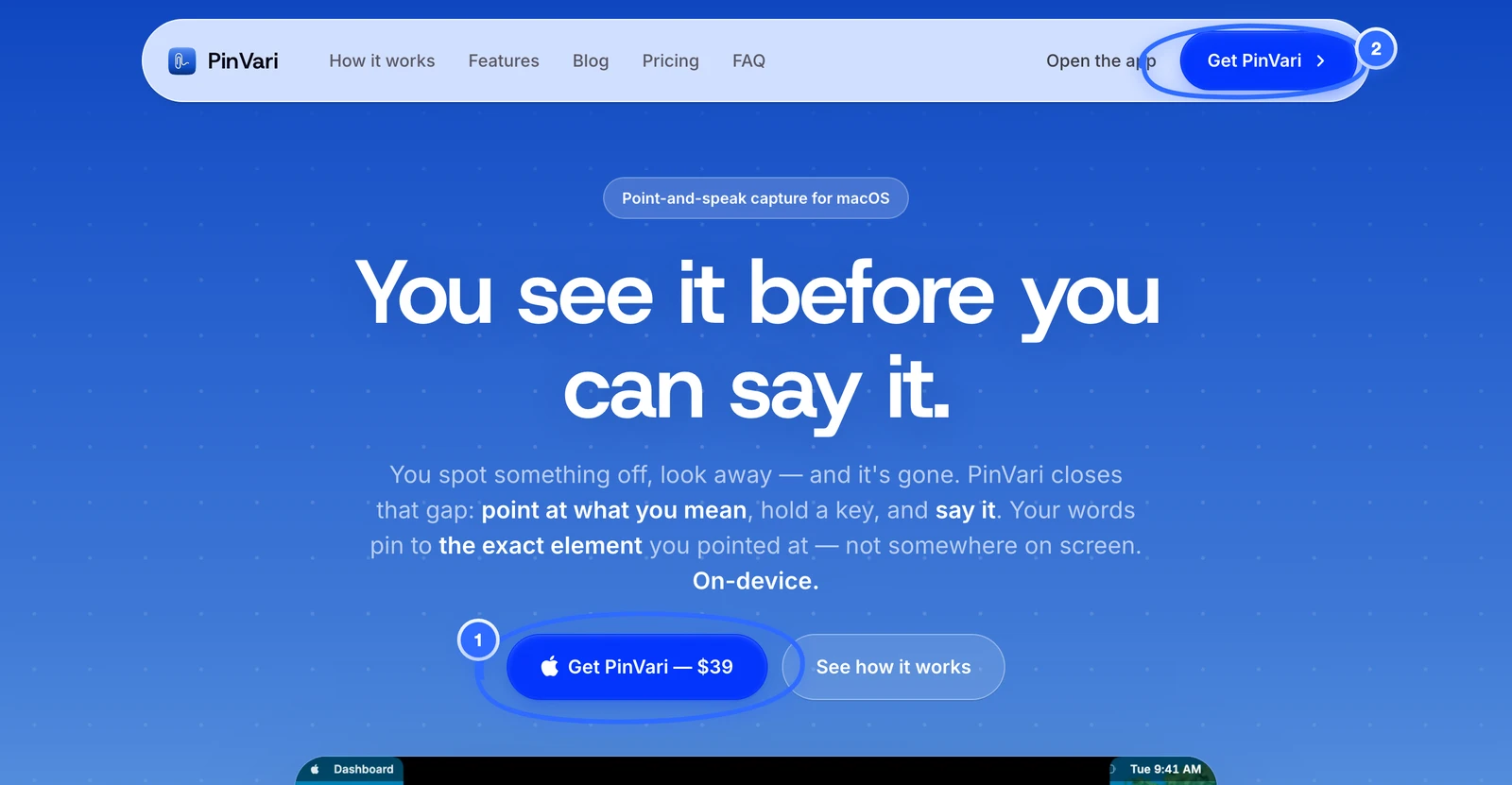 Circle several things on any app at once and number them — PinVari's live annotation overlay
